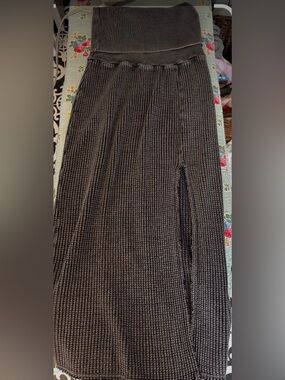 Free People Knit Gray Knit Skirt with fold over waist- Classic Gray